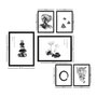 Wallity Set de 6 Cuadros Decorativos enmarcados Blanco y Negro